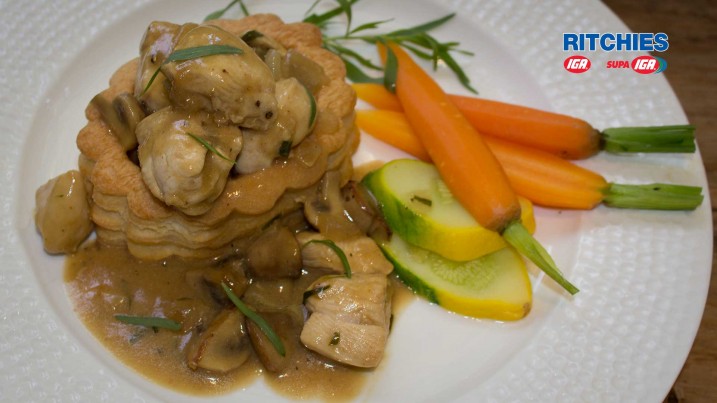 chicken mushroom and tarragon vol au vents